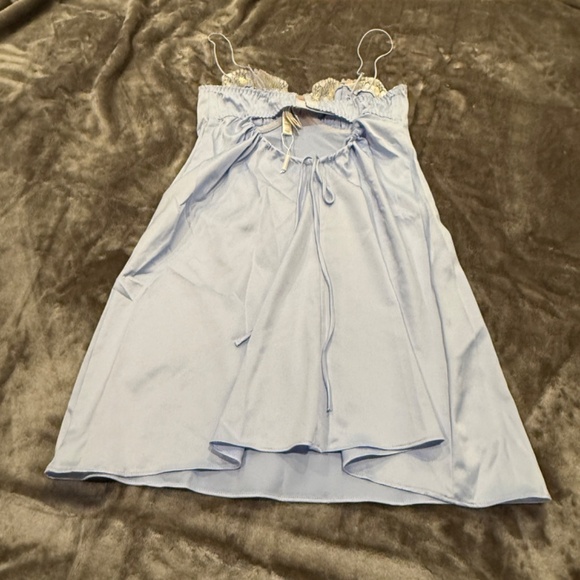 New! For Love and Lemons Paloma Satin Slip Dress blue 31241 - Picture 14 of 16